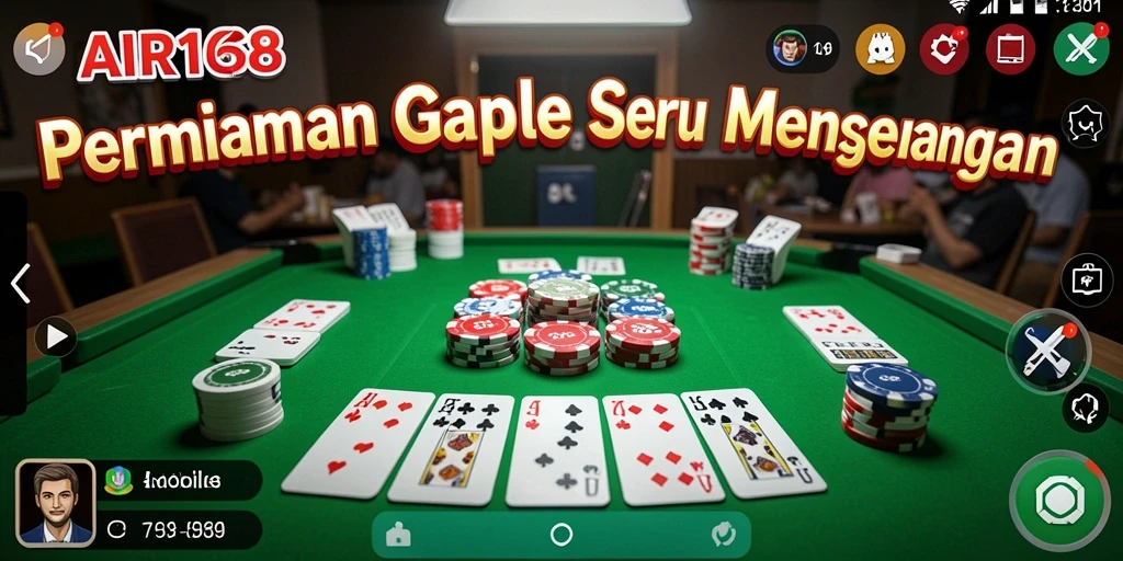 Screenshot gameplay AIR168 yang menunjukkan serunya bermain Gaple.