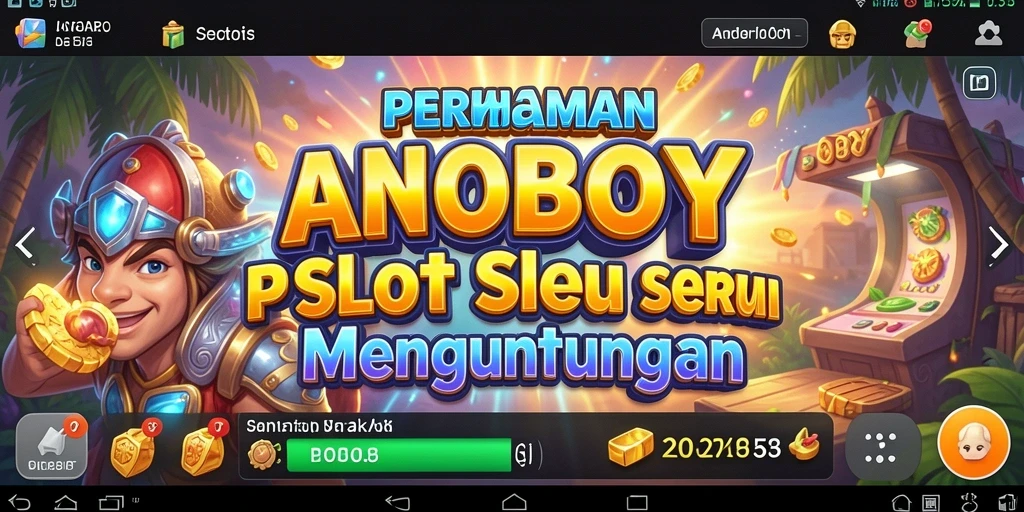 Screenshot ANOBOY menampilkan gameplay slot yang seru dan penuh warna.