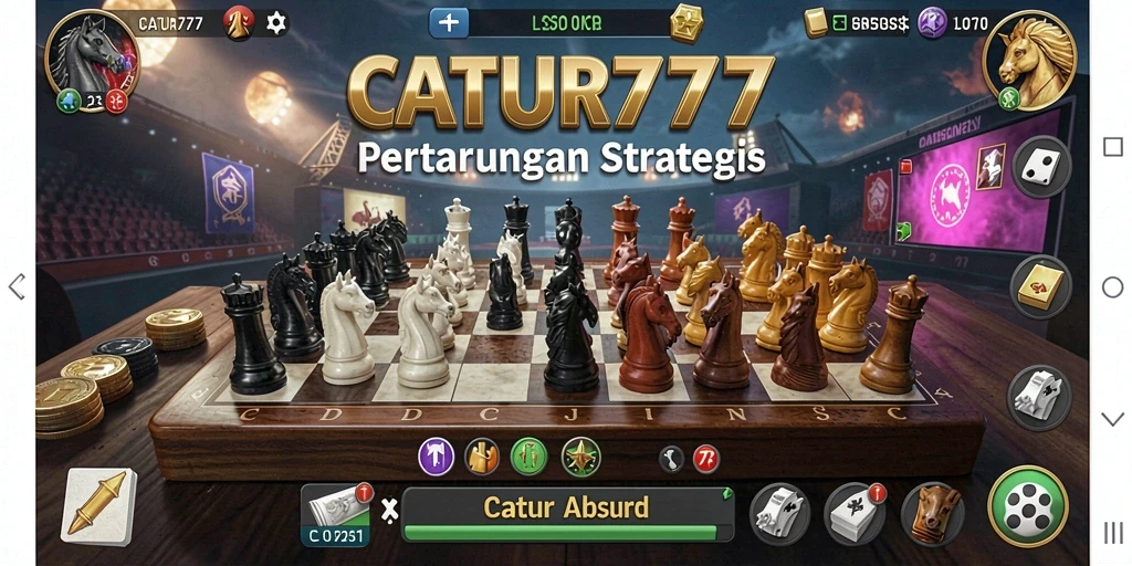Tampilan gameplay <strong>CATUR777</strong> dalam pertarungan catur yang seru.