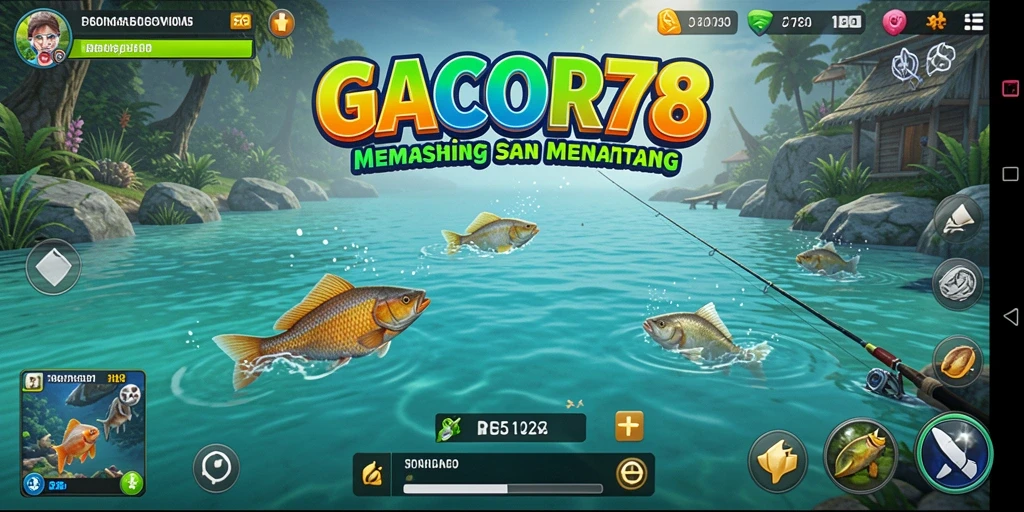 Tampilan gameplay GACOR78 yang menampilkan keseruan memancing ikan.