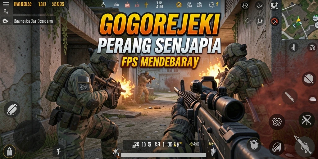 Tangkapan layar GOGOREJEKI dengan aksi gameplay FPS yang mendebarkan.