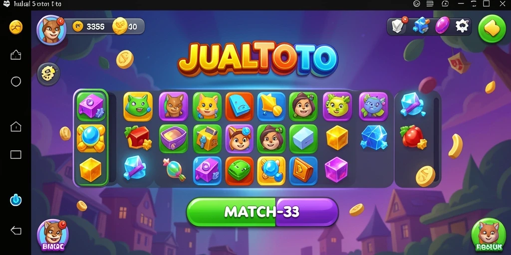 Screenshot gameplay JUALTOTO menampilkan aksi mencocokkan elemen yang seru.