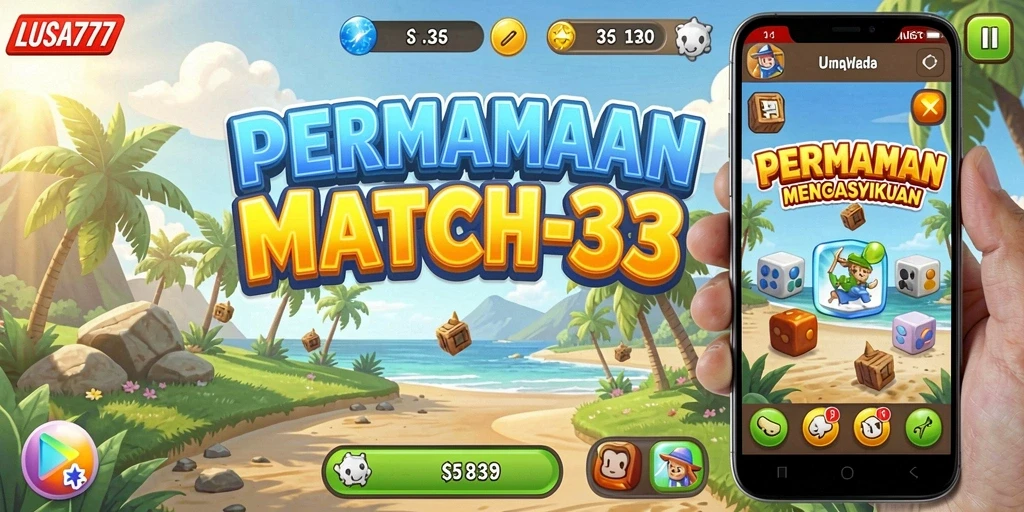 Tampilan menarik dari gameplay LUSA777 saat mencocokkan objek.