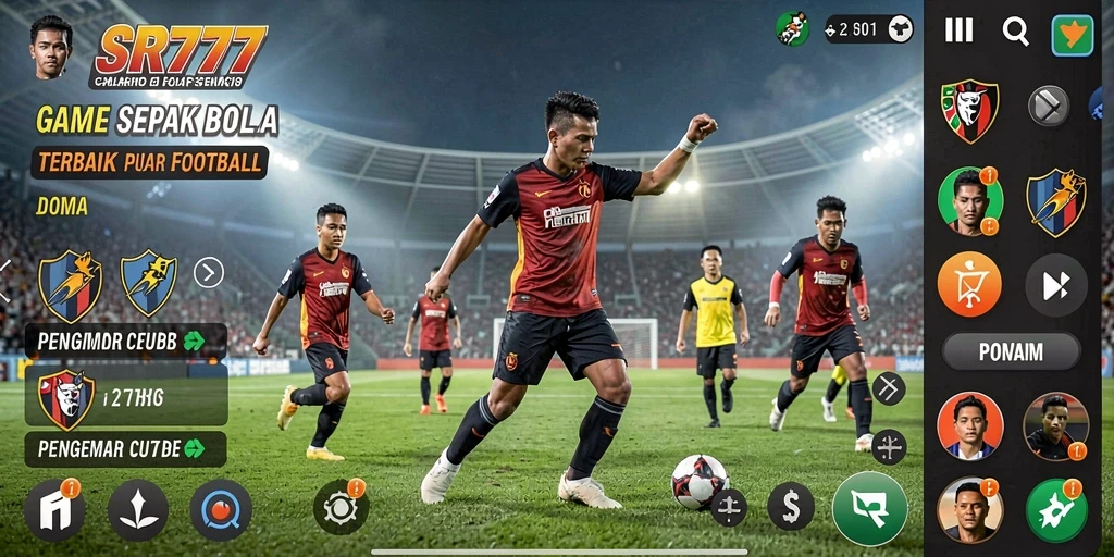 Tampilan gameplay SR777 yang mendebarkan dalam pertandingan sepak bola.