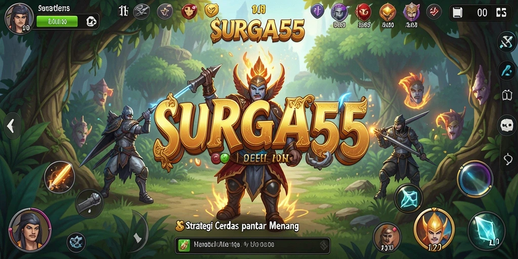 Tampilan aktif dalam gameplay strategi SURGA55 dengan pertempuran taktis.